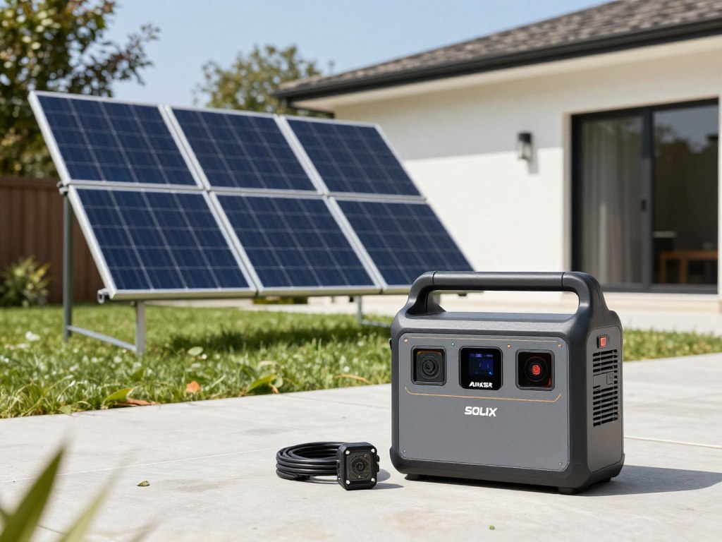 Anker SOLIX C2000 Gen 2 portable power station with solar panels on home patio