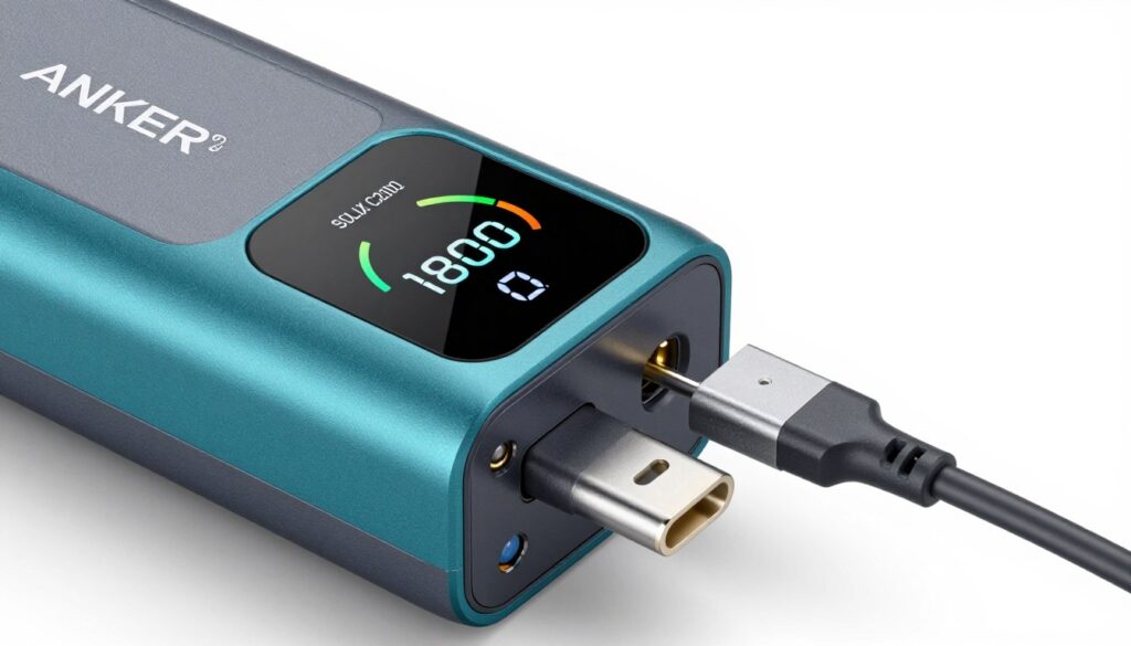 Anker SOLIX C2000 Gen 2 with charging cables and battery management system display
