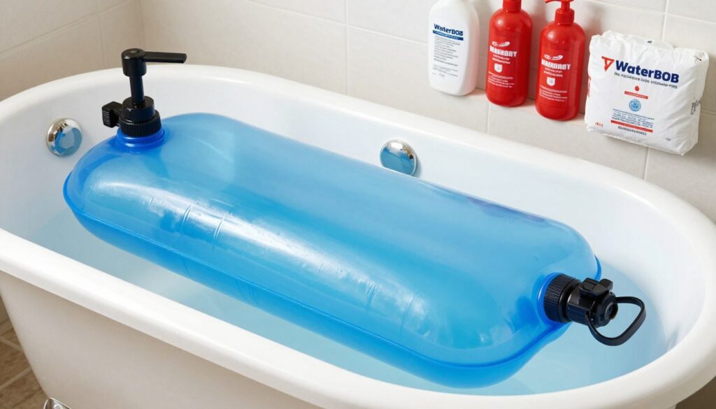 WaterBOB bathtub bladder emergency water storage filled