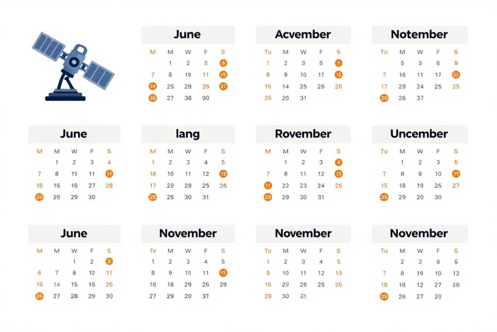 calendar showing hurricane season months highlighted with satellite communicator subscription timeline
