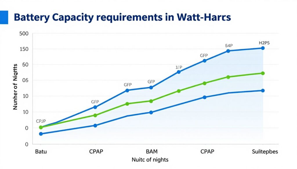 chart showing CPAP battery capacity requirements for different durations