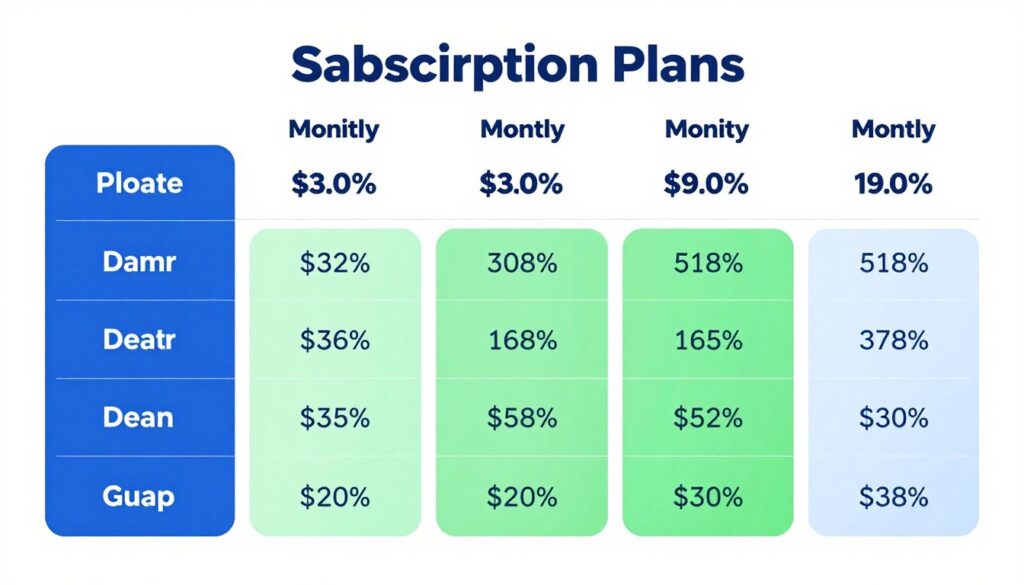 comparison chart showing different satellite messenger subscription plan options