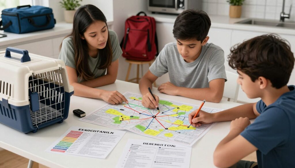 family hurricane evacuation plan documents and route map