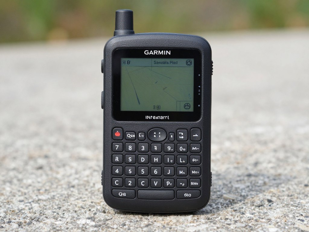 garmin inreach messenger plus device showing full qwerty keyboard