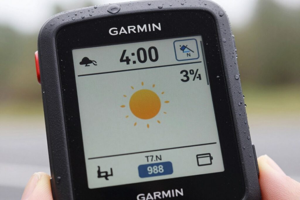 inreach messenger plus displaying weather forecast on screen during storm conditions