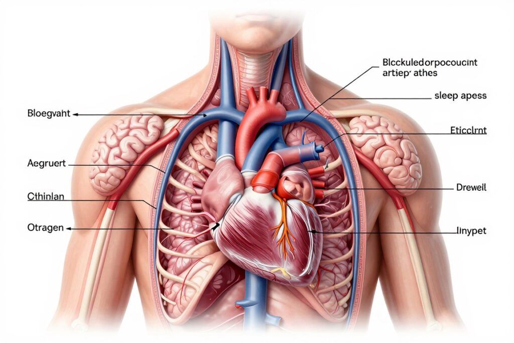 medical diagram showing effects of sleep apnea on cardiovascular system