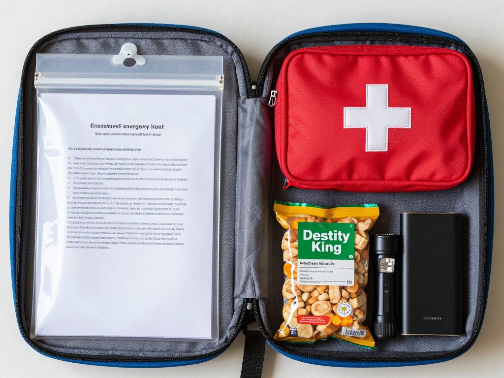 packed hurricane evacuation go-bag with essential items for renters