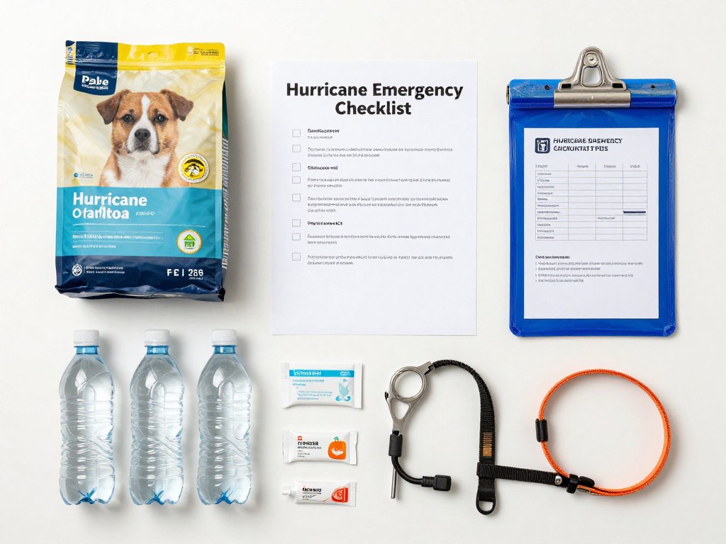 pet emergency supplies checklist with items checked off