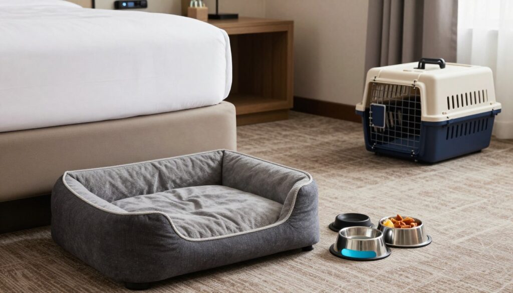 pet friendly hotel room ready for hurricane evacuees