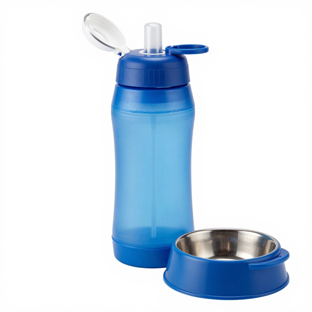 portable pet water bottle with bowl