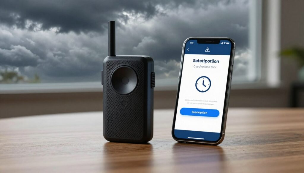 satellite communicator with activation in progress symbol showing warning about last minute subscription